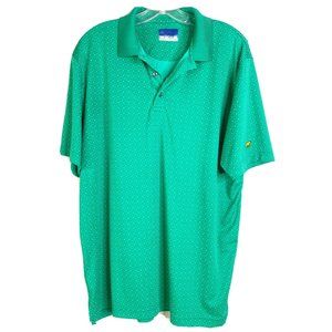 Jack Nicholson Size L Polo Golf Shirt Green Geometric Stay Dri Golden Bear EUC